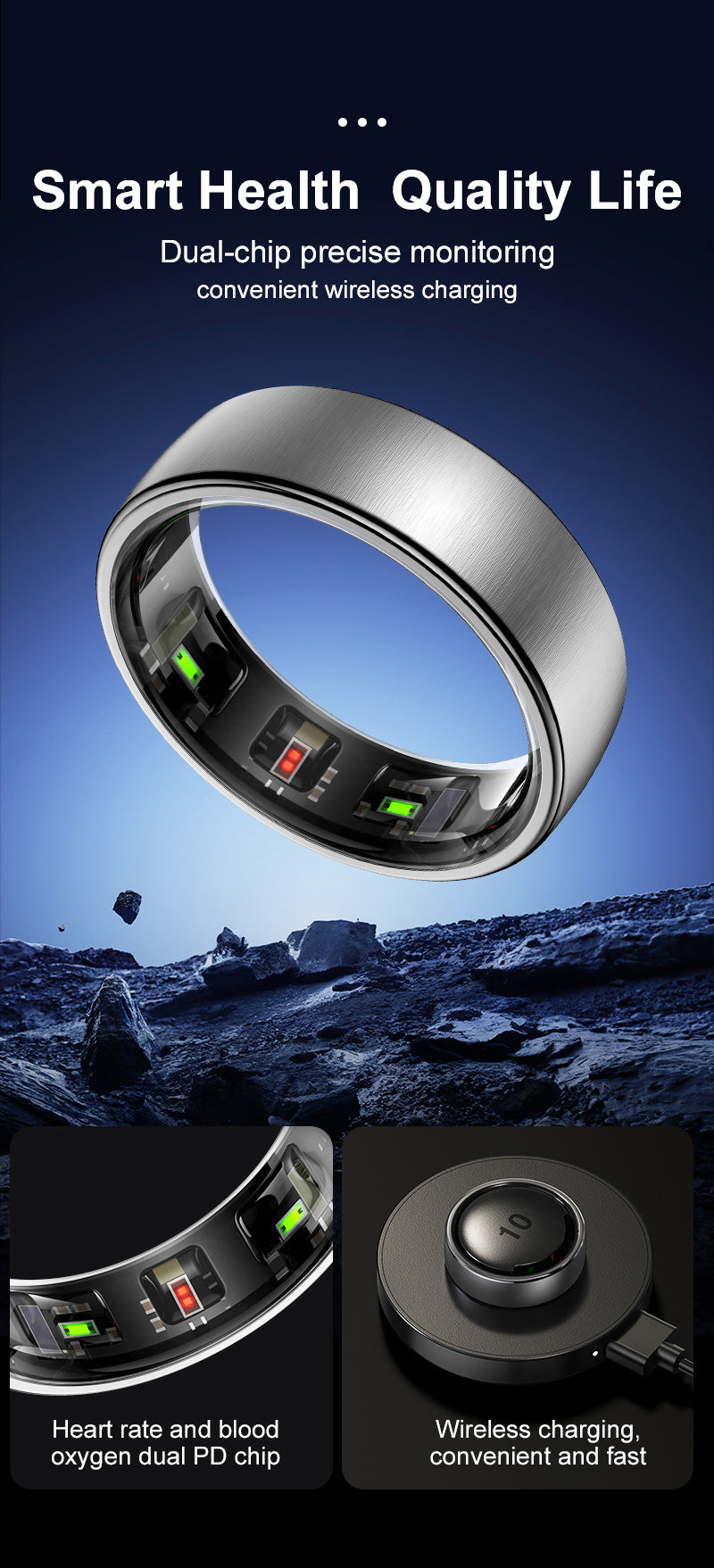 Wireless AI Smart Health Ring – Unisex Fitness & Sleep Tracker