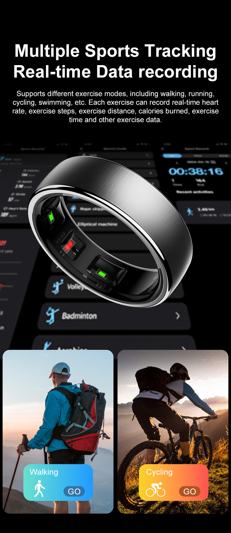 Wireless AI Smart Health Ring – Unisex Fitness & Sleep Tracker