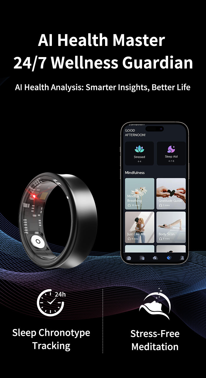 SHR Titanium Smart Health Ring – AI Fitness & Sleep Tracker