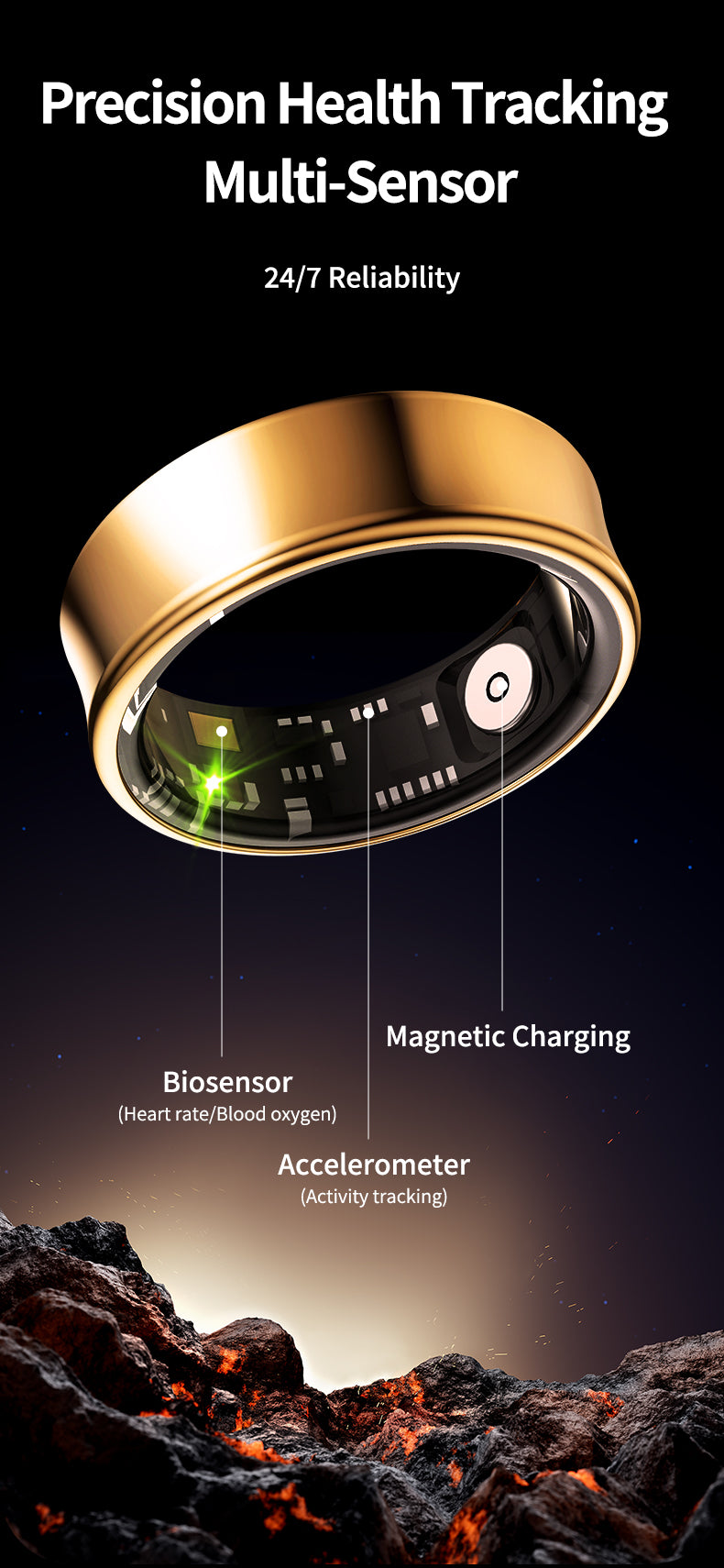 Titanium Smart Health Ring – AI Fitness & Sleep Tracker