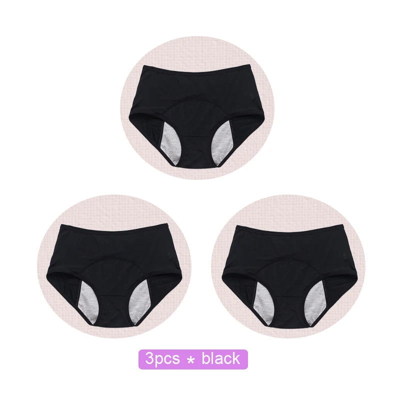 3-Pack Leakproof Period Panties – High-Waist, 4-Layer Absorbent