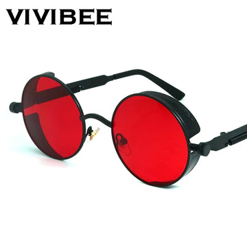 Steampunk Red Round Sunglasses Retro style