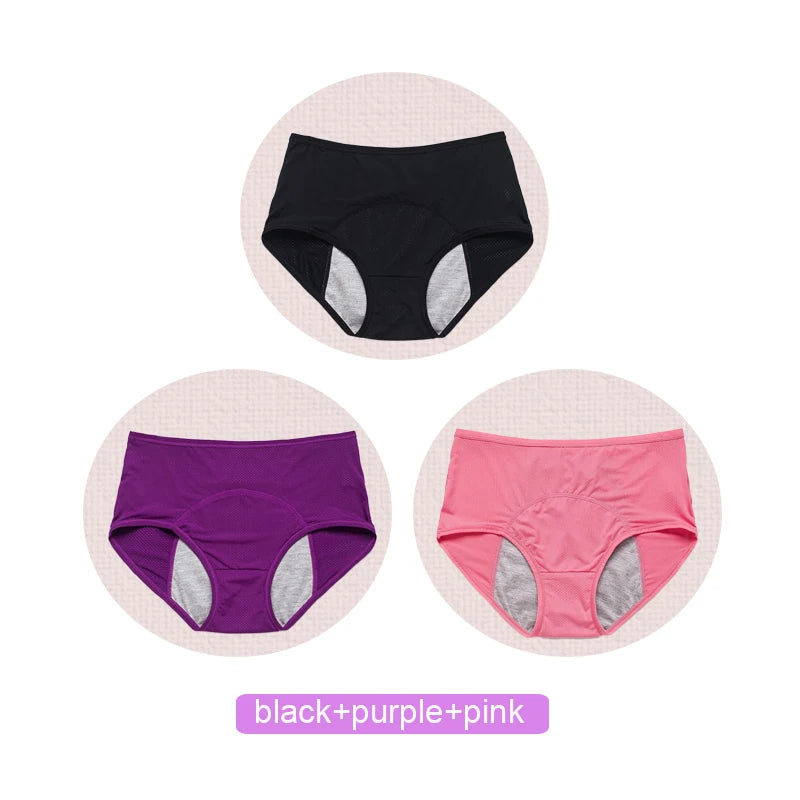 3-Pack Leakproof Period Panties – High-Waist, 4-Layer Absorbent