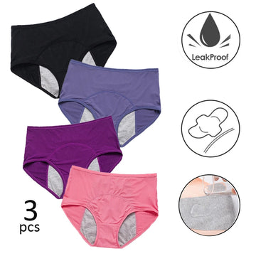 3-Pack Leakproof Period Panties – High-Waist, 4-Layer Absorbent