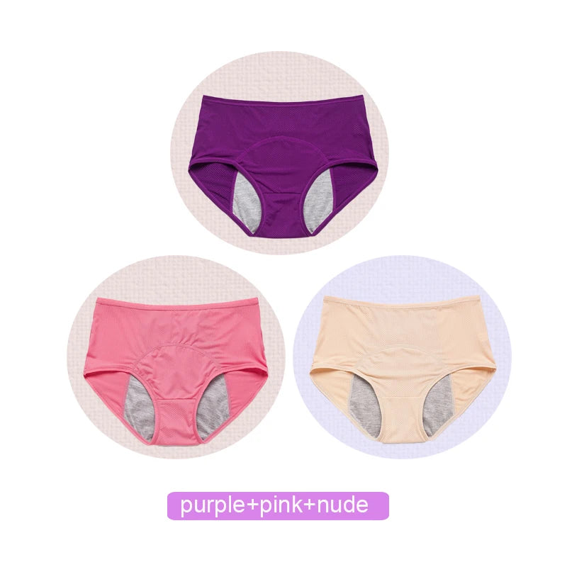 3-Pack Leakproof Period Panties – High-Waist, 4-Layer Absorbent