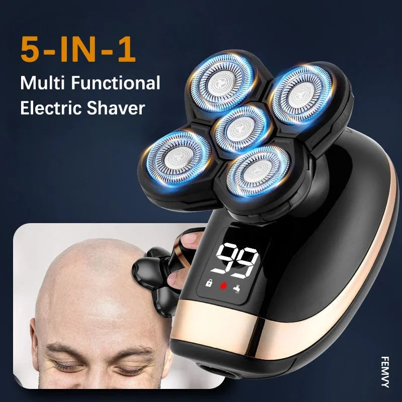 5-in-1 Electric Shaver for Men Waterproof Rechargeable Beard Razor