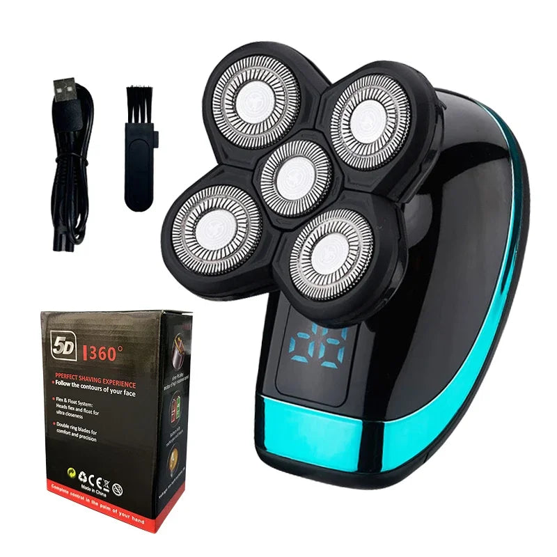 5-in-1 Electric Shaver for Men Waterproof Rechargeable Beard Razor