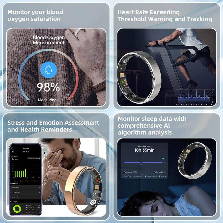 Waterproof Smart Ring 2025 – Heart Rate & Sleep Monitor & Cycle track
