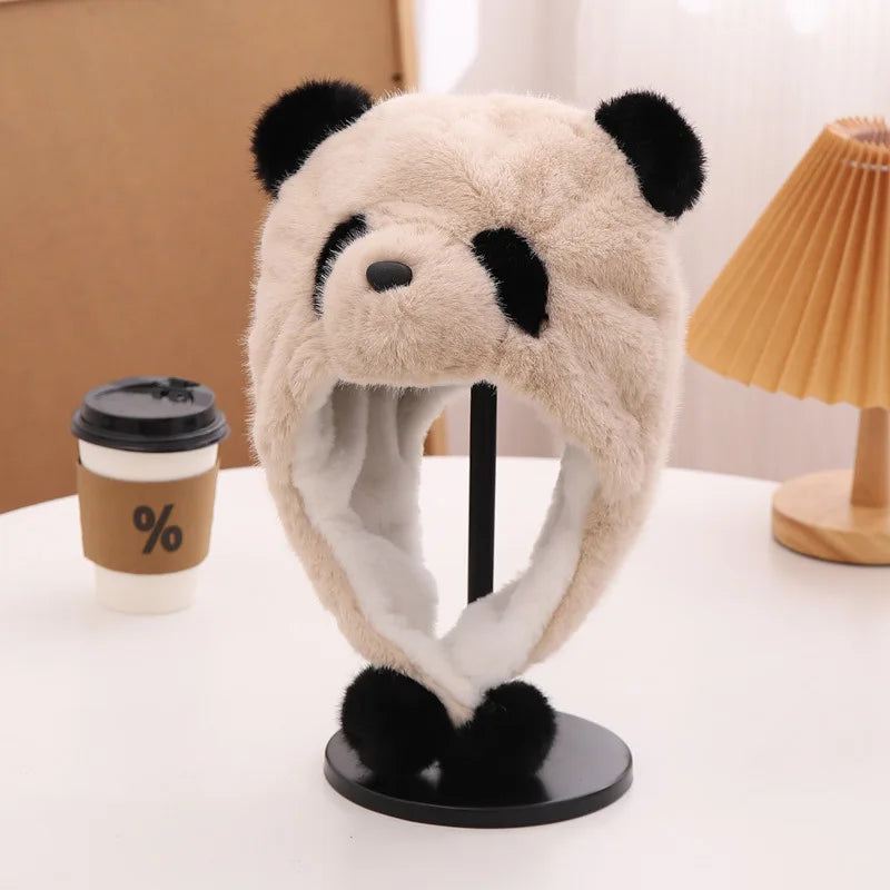 Cozy Panda Winter Adventure Beanie Plush Hat