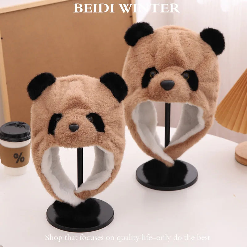 Cozy Panda Winter Adventure Beanie Plush Hat