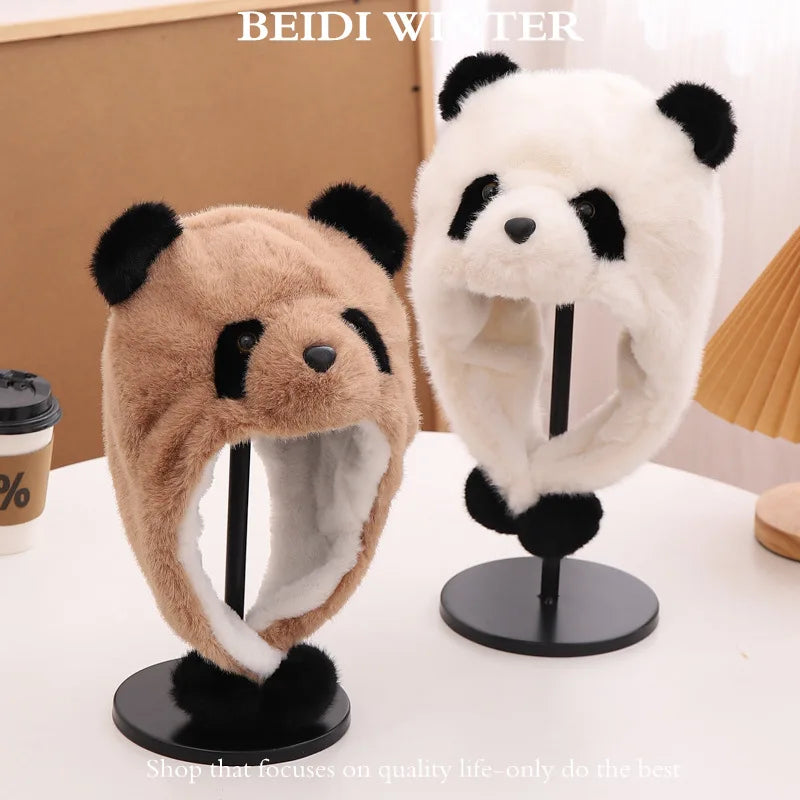 Cozy Panda Winter Adventure Beanie Plush Hat