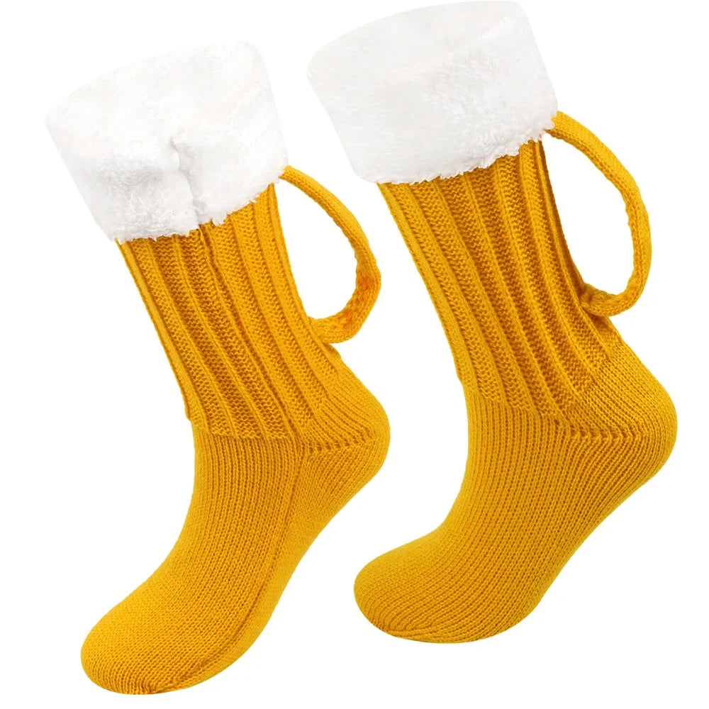 Cozy Beer Mug Knit Floor Socks