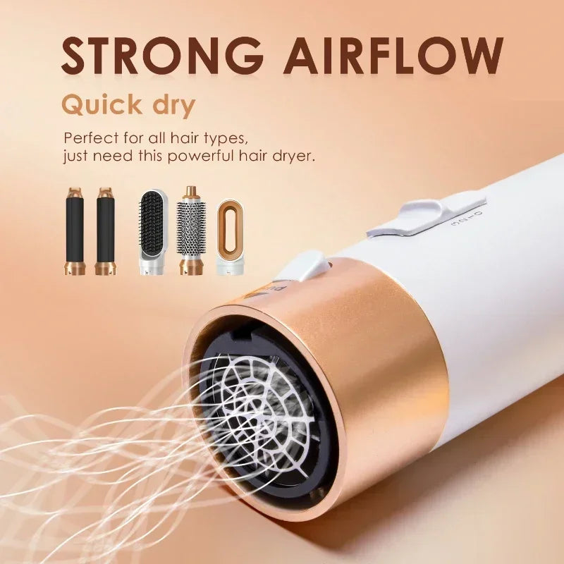 5-in-1 Hair Dryer Brush Set – Hot Air Styler with Curling Iron