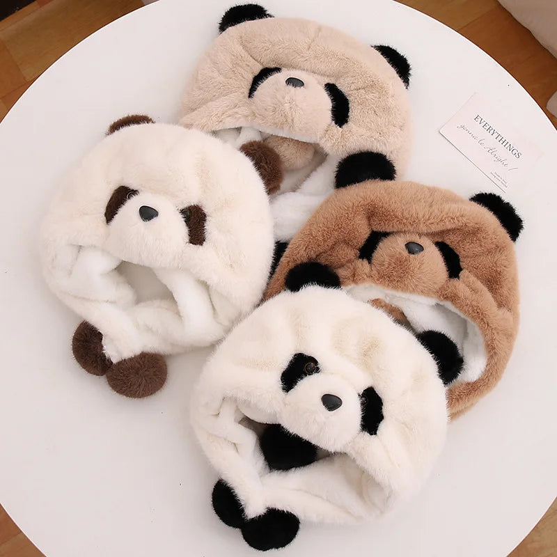 Cozy Panda Winter Adventure Beanie Plush Hat