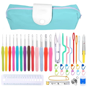 Colorful Crochet Hook Set with Rubber Handles