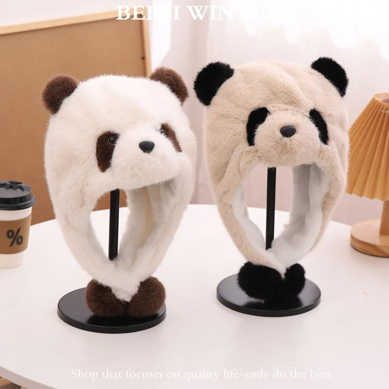 Cozy Panda Winter Adventure Beanie Plush Hat