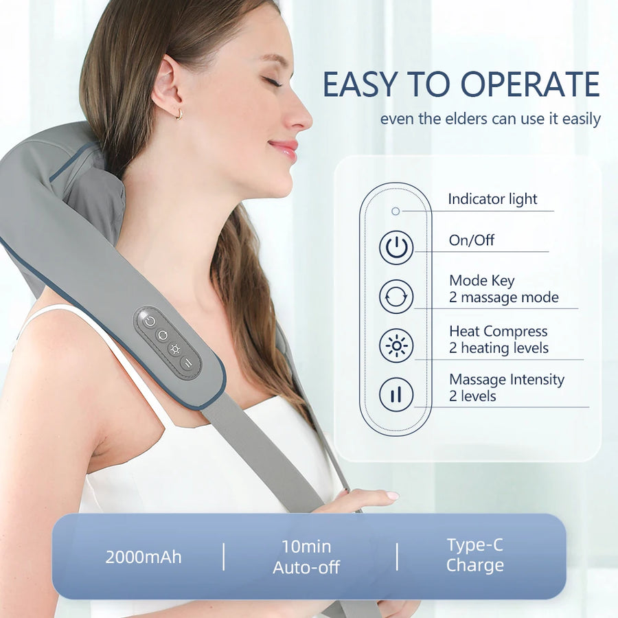 Wireless Neck and Shoulder Massager Trapezius & Cervical Pain Relief