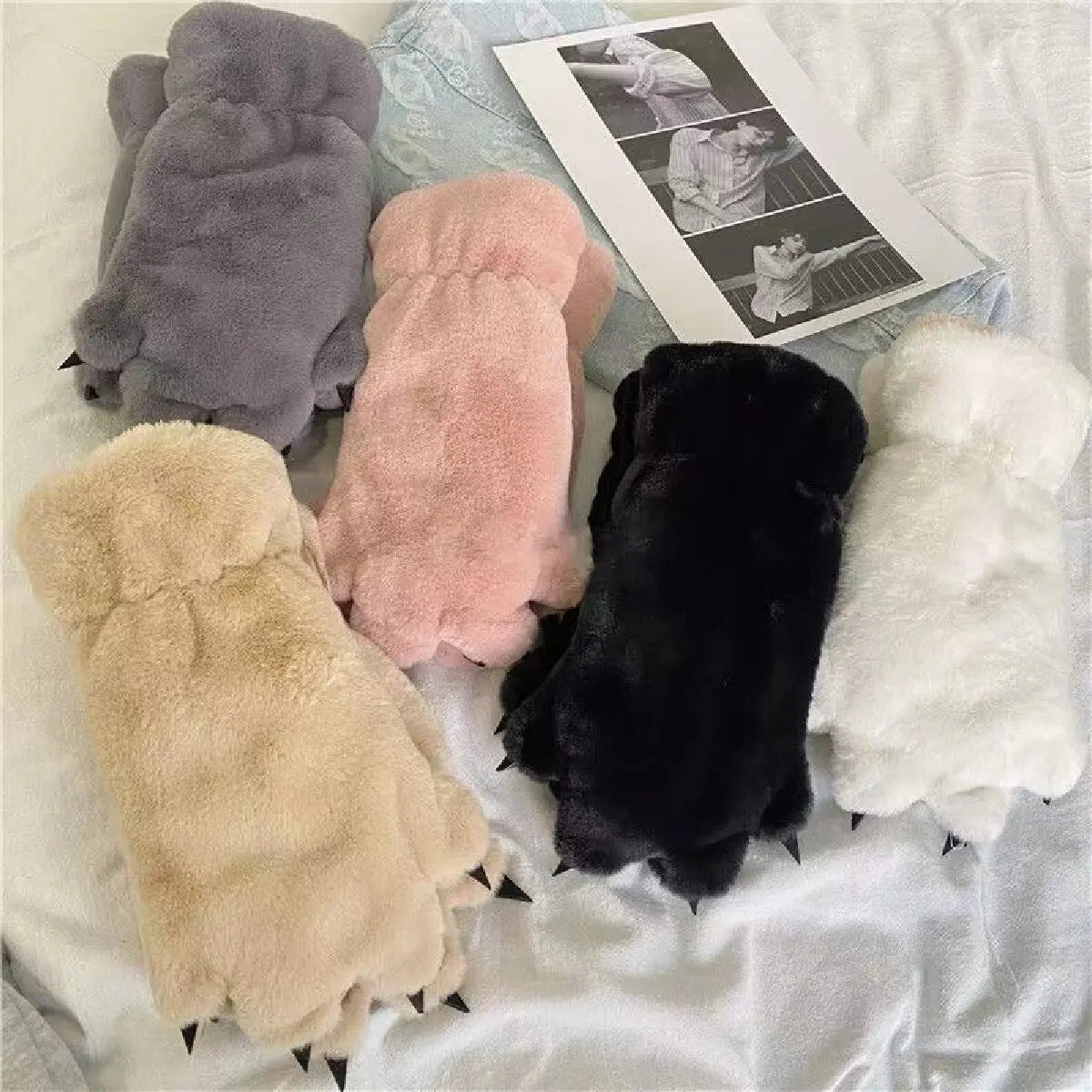 Cozy Plush Paw Winter Gloves for Kids Adults