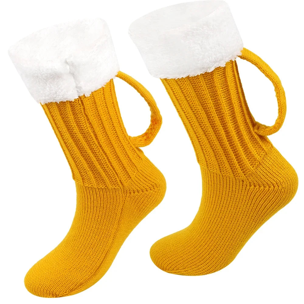 Cozy Beer Mug Knit Floor Socks