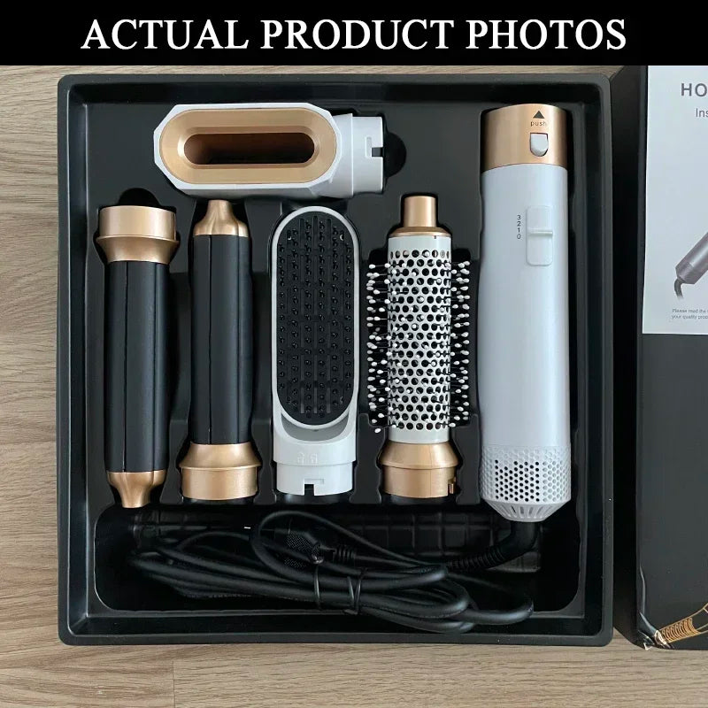 5-in-1 Hair Dryer Brush Set – Hot Air Styler with Curling Iron