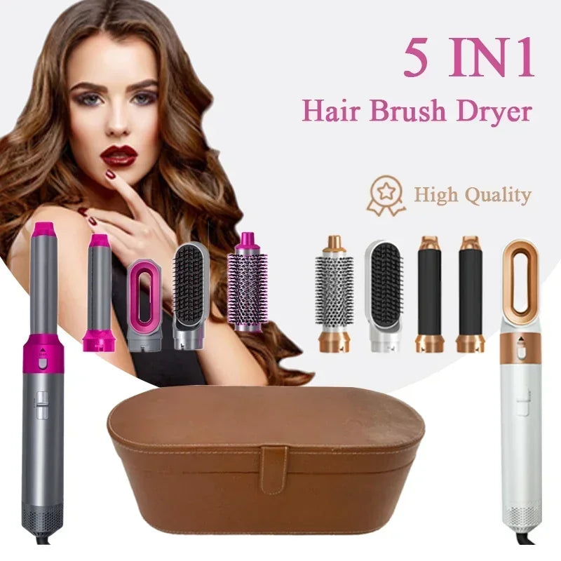 5-in-1 Hair Dryer Brush Set – Hot Air Styler with Curling Iron