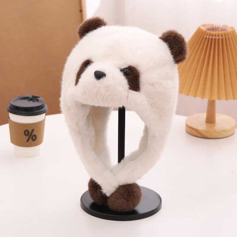 Cozy Panda Winter Adventure Beanie Plush Hat