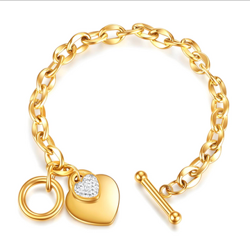 Heart Charm Bracelet – Waterproof Stainless Steel