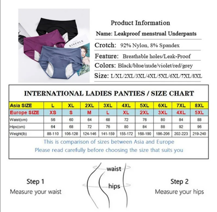 3-Pack Leakproof Period Panties – High-Waist, 4-Layer Absorbent