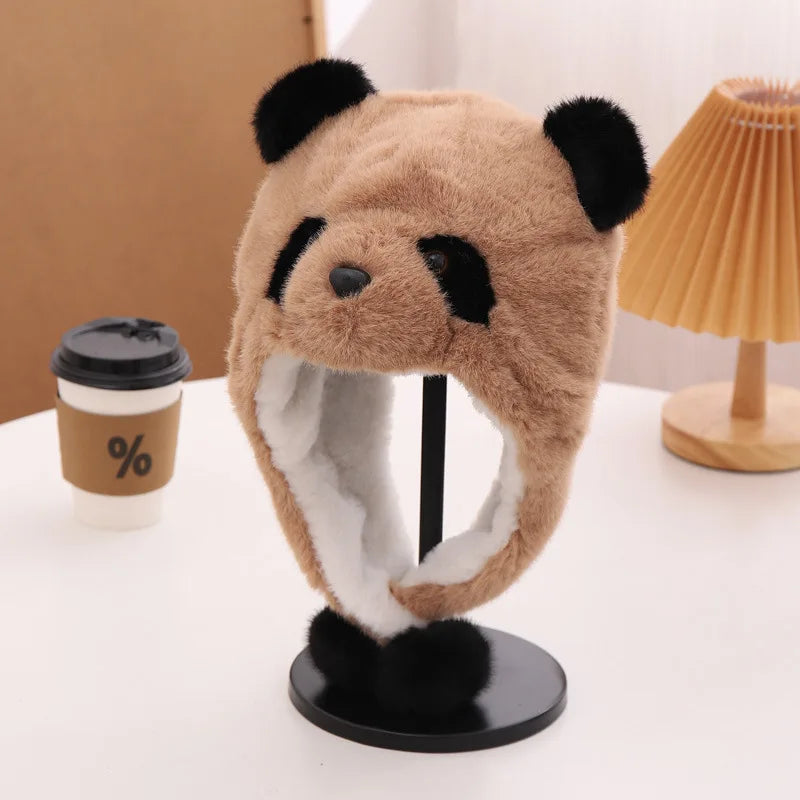 Cozy Panda Winter Adventure Beanie Plush Hat