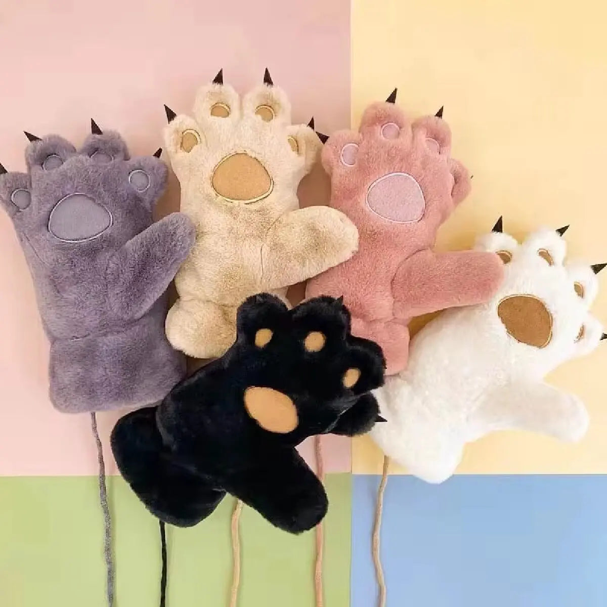 Cozy Plush Paw Winter Gloves for Kids Adults