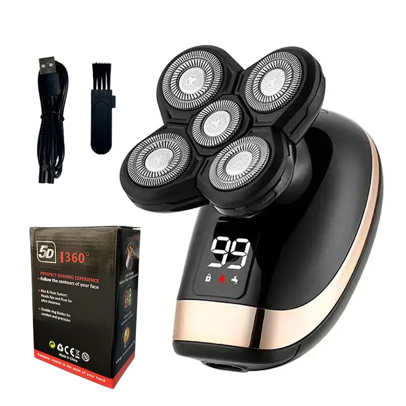5-in-1 Electric Shaver for Men Waterproof Rechargeable Beard Razor