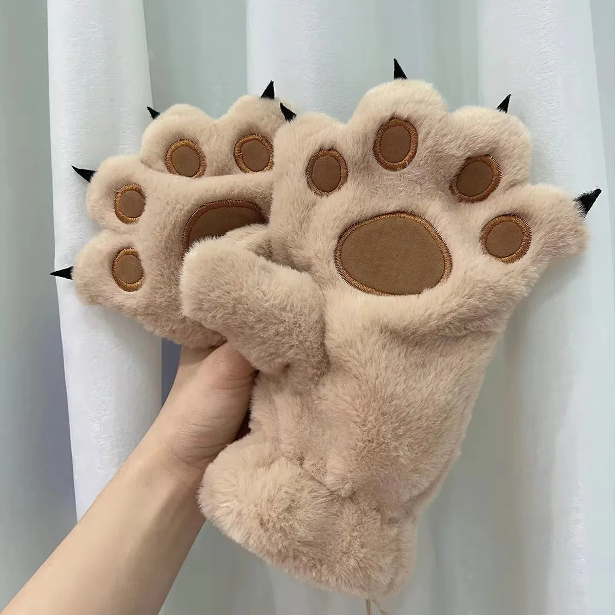 Cozy Plush Paw Winter Gloves for Kids Adults