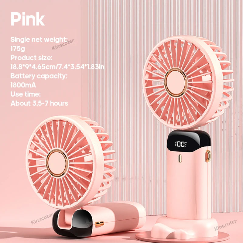 Mini USB Handheld Fan with Phone Stand & Display – with Aromatherapy