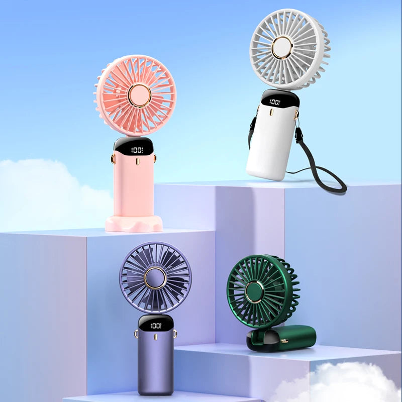 Mini USB Handheld Fan with Phone Stand & Display – with Aromatherapy